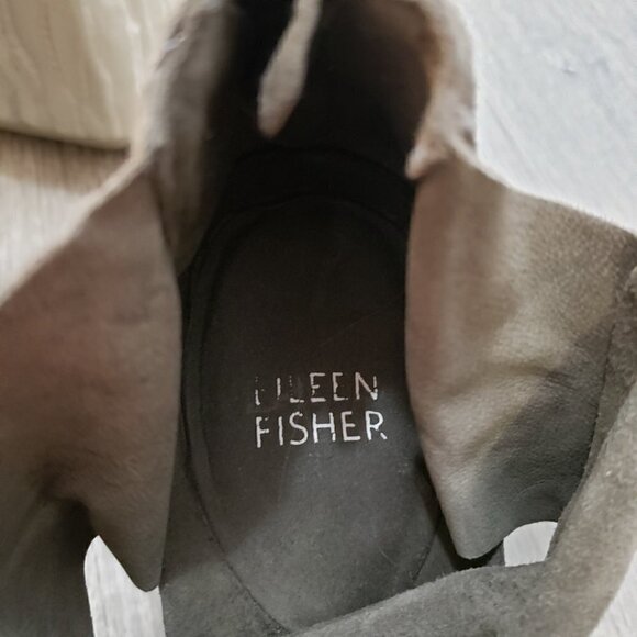 Eileen Fisher Nubuk Leather Wedge Platform Sandal Grey 38 - Picture 7 of 9